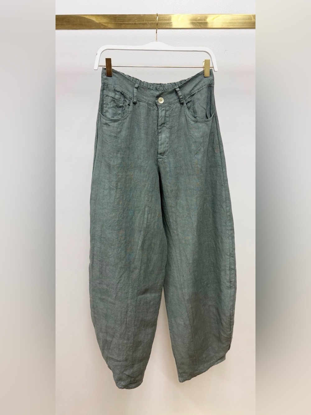 (155163/E11441-ARM) LINEN BARREL PANTS